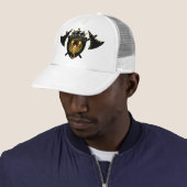 Scorpio Zodiac Sign On Black Shield Trucker Hat Pet (In situ)