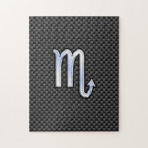 Scorpio Zodiac Sign on Carbon Fiber Print Legpuzzel