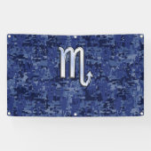 Scorpio Zodiac Sign on Navy Blue Camo Spandoek (Horizontaal)