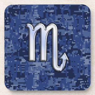 Scorpio Zodiac Sign on Navy Blue Camouflage Decor Drankjes Onderzetter