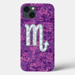Scorpio Zodiac Sign on Pink Fuchsia Digital Camo iPhone 13 Hoesje