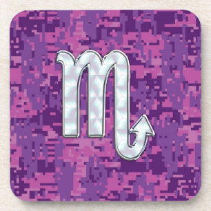 Scorpio Zodiac Sign on Pink Fuchsia Digital Camo Onderzetter
