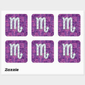 Scorpio Zodiac Sign on Pink Fuchsia Digital Camo Vierkante Sticker (Vel)