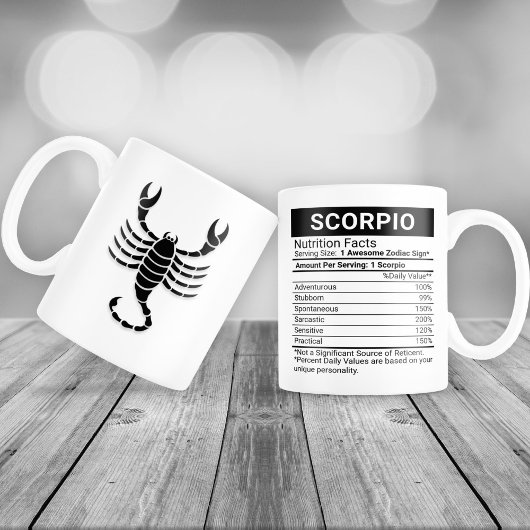 Scorpio Zodiac Sign with Nutrition Facts, Grote Koffiekop