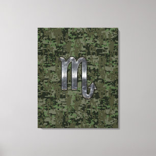 Scorpio Zodiac Sign Woodland Digital Camo Canvas Afdruk