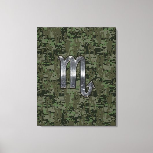 Scorpio Zodiac Sign Woodland Digital Camo Canvas Afdruk (Voorkant)