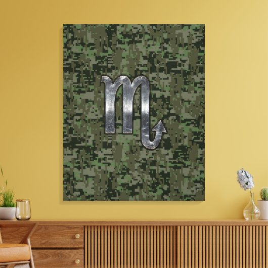 Scorpio Zodiac Sign Woodland Digital Camo Canvas Afdruk (Insitu (Woonkamer))