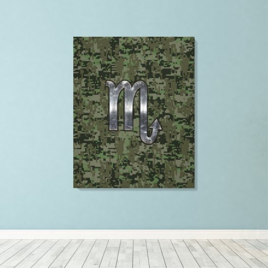Scorpio Zodiac Sign Woodland Digital Camo Canvas Afdruk (Insitu (Houten vloer))