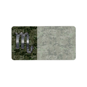 Scorpio Zodiac Sign Woodland Digital Camo Etiket