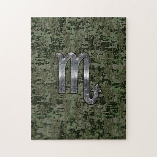 Scorpio Zodiac Sign Woodland Digital Camo Legpuzzel (Verticaal)