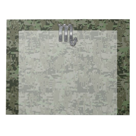 Scorpio Zodiac Sign Woodland Digital Camo Notitieblok (Voorkant)