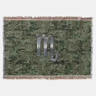 Scorpio Zodiac Sign Woodland Digital Camouflage Deken