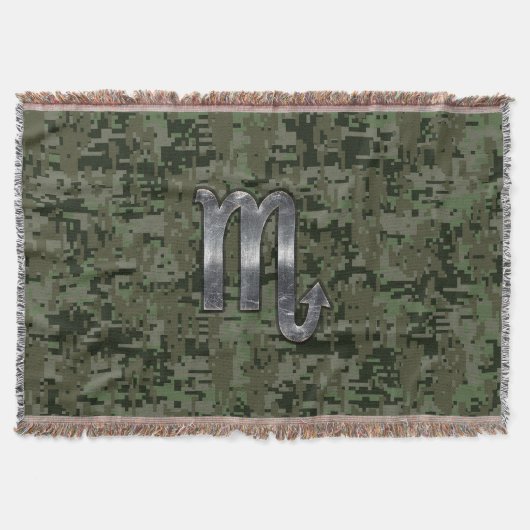 Scorpio Zodiac Sign Woodland Digital Camouflage Deken (Voorkant)