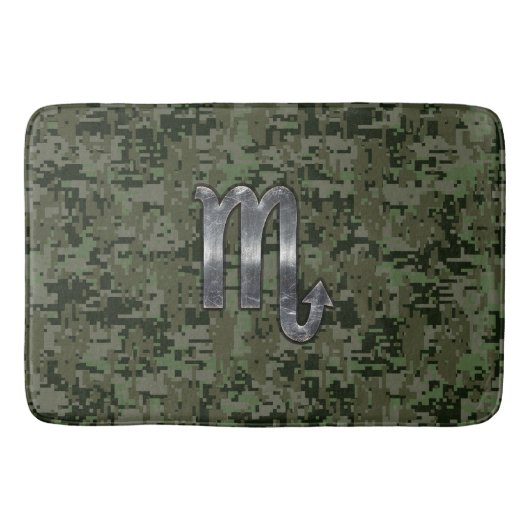 Scorpio Zodiac Sign Woodland Green Digital Camo Badmat (Voorkant)