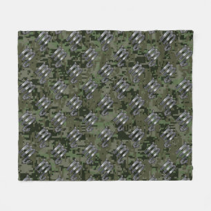 Scorpio Zodiac Sign Woodland Green Digital Camo Fleece Deken