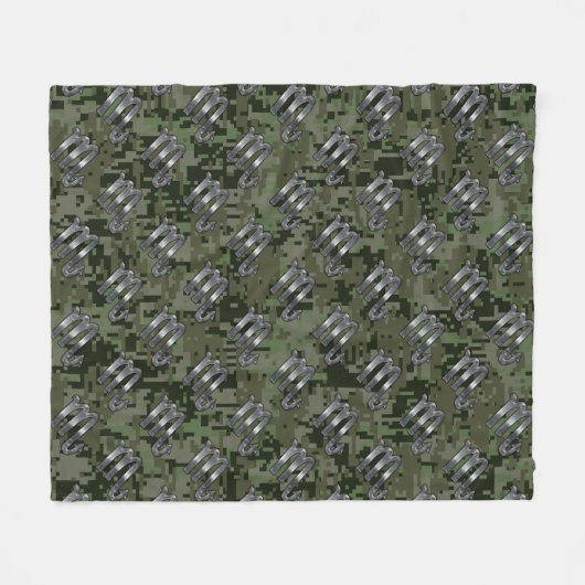 Scorpio Zodiac Sign Woodland Green Digital Camo Fleece Deken (Voorkant (Horizontaal))