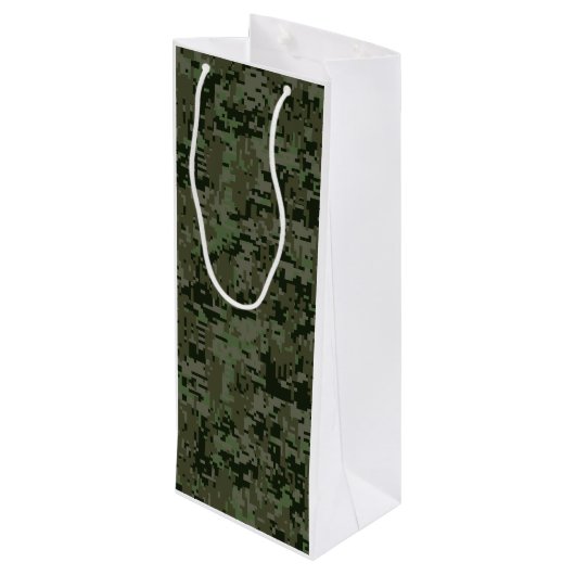 Scorpio Zodiac Sign Woodland Green Digital Camo Wijn Cadeautas (Achterkant Gekanteld)