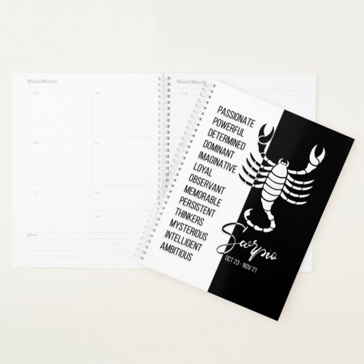 Scorpio Zodiac Sign., zwart-wit Planner (Display)