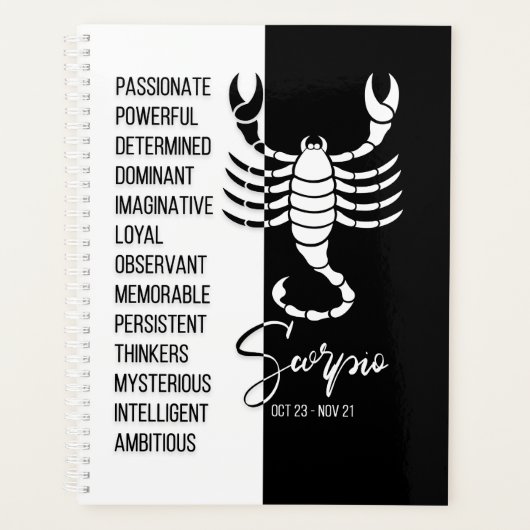 Scorpio Zodiac Sign., zwart-wit Planner (Voorkant)