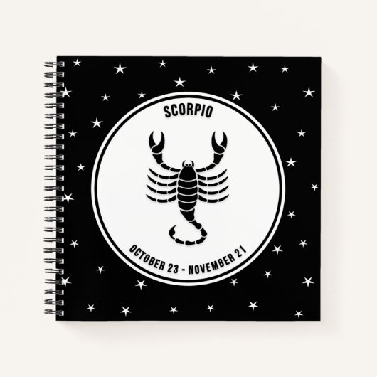 Scorpio Zodiac Sign, Zwart-witboek Notitieboek (Voorkant)