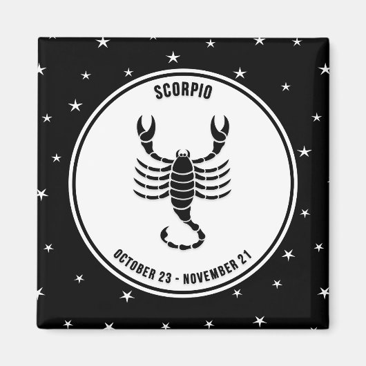 Scorpio Zodiac Sign., Zwart-witmagneet Magneet (Voorkant)