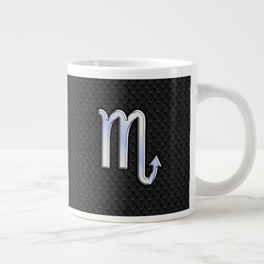 Scorpio Zodiac Silver Sign zwarte slang Grote Koffiekop (Rechts)