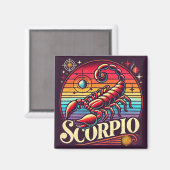 Scorpio Zodiac Square Magnet Retro (Voorkant / Achterkant)