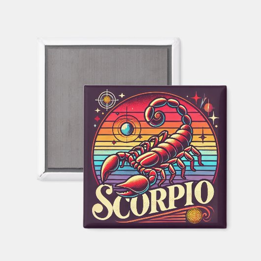 Scorpio Zodiac Square Magnet Retro (Voorkant / Achterkant)
