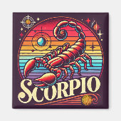 Scorpio Zodiac Square Magnet Retro (Voorkant)