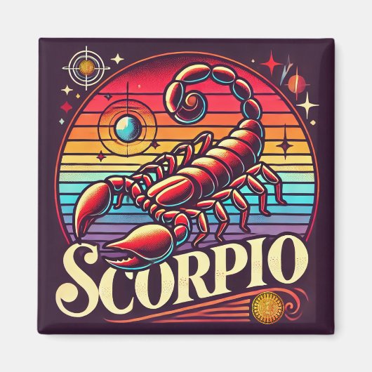 Scorpio Zodiac Square Magnet Retro (Voorkant)