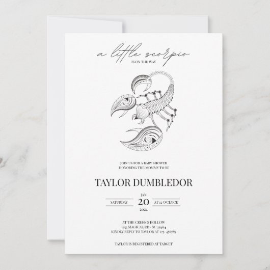 Scorpio Zodiac Star Sign Astrology Baby shower Kaart (Voorkant)