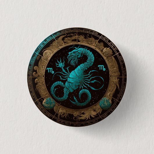 Scorpio Zodiac Star Sign Button (Voorkant)