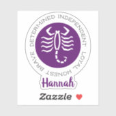 Scorpio Zodiac Star Sign Traits Paars Sticker (Vel)