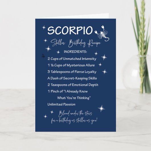 Scorpio Zodiac Stellar Verjaardagsrecept Kaart (Voorkant)