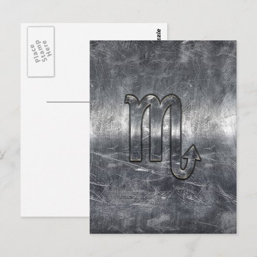 Scorpio Zodiac Symbol in Grunge Metallic Style Briefkaart (Voorkant / Achterkant)