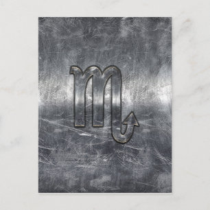 Scorpio Zodiac Symbol in Grunge Metallic Style Briefkaart