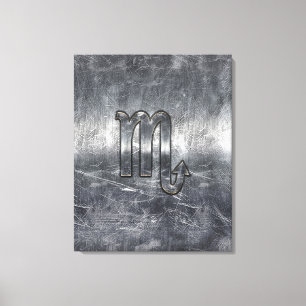 Scorpio Zodiac Symbol in Grunge Metallic Style Canvas Afdruk