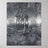 Scorpio Zodiac Symbol in Grunge Metallic Style Poster (Voorkant)