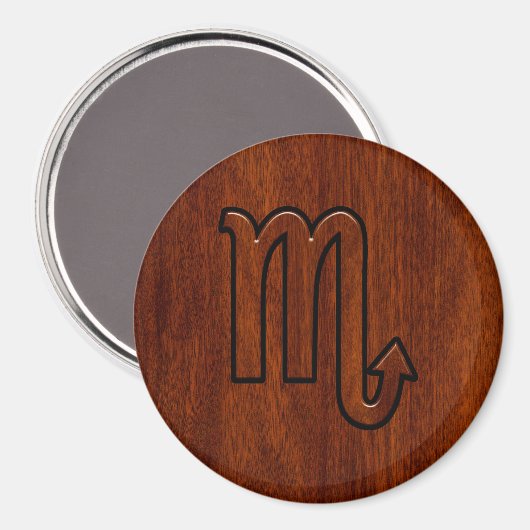 Scorpio Zodiac Symbol in Mahogany Style Magneet (Voorkant / Achterkant)