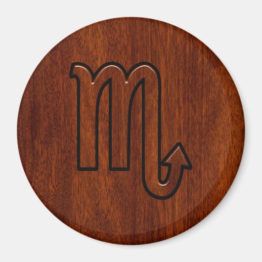 Scorpio Zodiac Symbol in Mahogany Style Magneet (Voorkant)