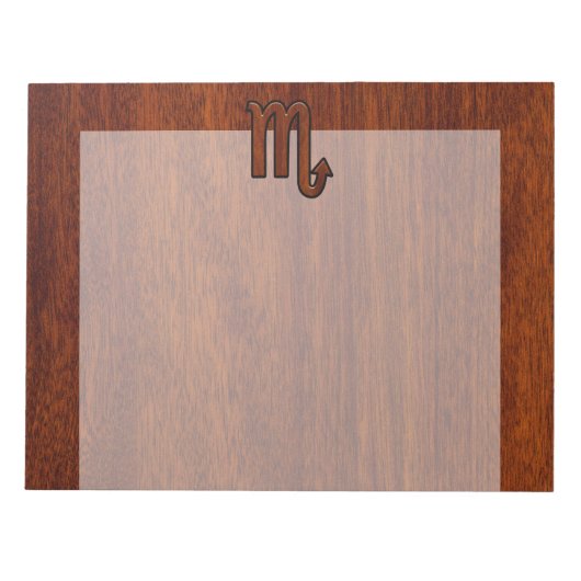 Scorpio Zodiac Symbol in Mahogany Style Notitieblok (Voorkant)