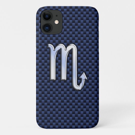 Scorpio Zodiac Symbol Navy Blue Carbon Style Case-Mate iPhone Case (Achterkant)