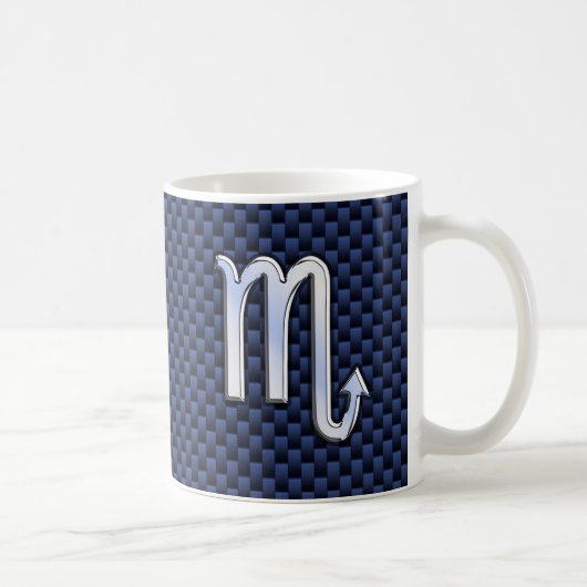 Scorpio Zodiac Symbol Navy Blue Carbon Style Koffiemok (Rechts)