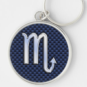 Scorpio Zodiac Symbol Navy Blue Carbon Style Sleutelhanger