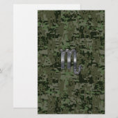 Scorpio Zodiac Symbol Woodland Digital Camo Briefpapier (Voorkant / Achterkant)