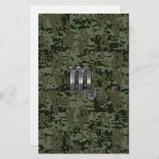 Scorpio Zodiac Symbol Woodland Digital Camo Briefpapier (Voorkant / Achterkant)