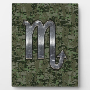 Scorpio Zodiac Symbol Woodland Digital Camo Fotoplaat