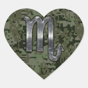 Scorpio Zodiac Symbol Woodland Digital Camo Hart Sticker