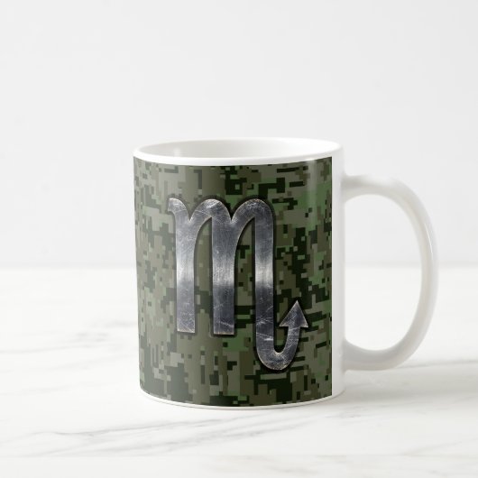 Scorpio Zodiac Symbol Woodland Digital Camo Koffiemok (Rechts)
