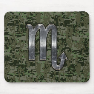 Scorpio Zodiac Symbol Woodland Digital Camo Muismat